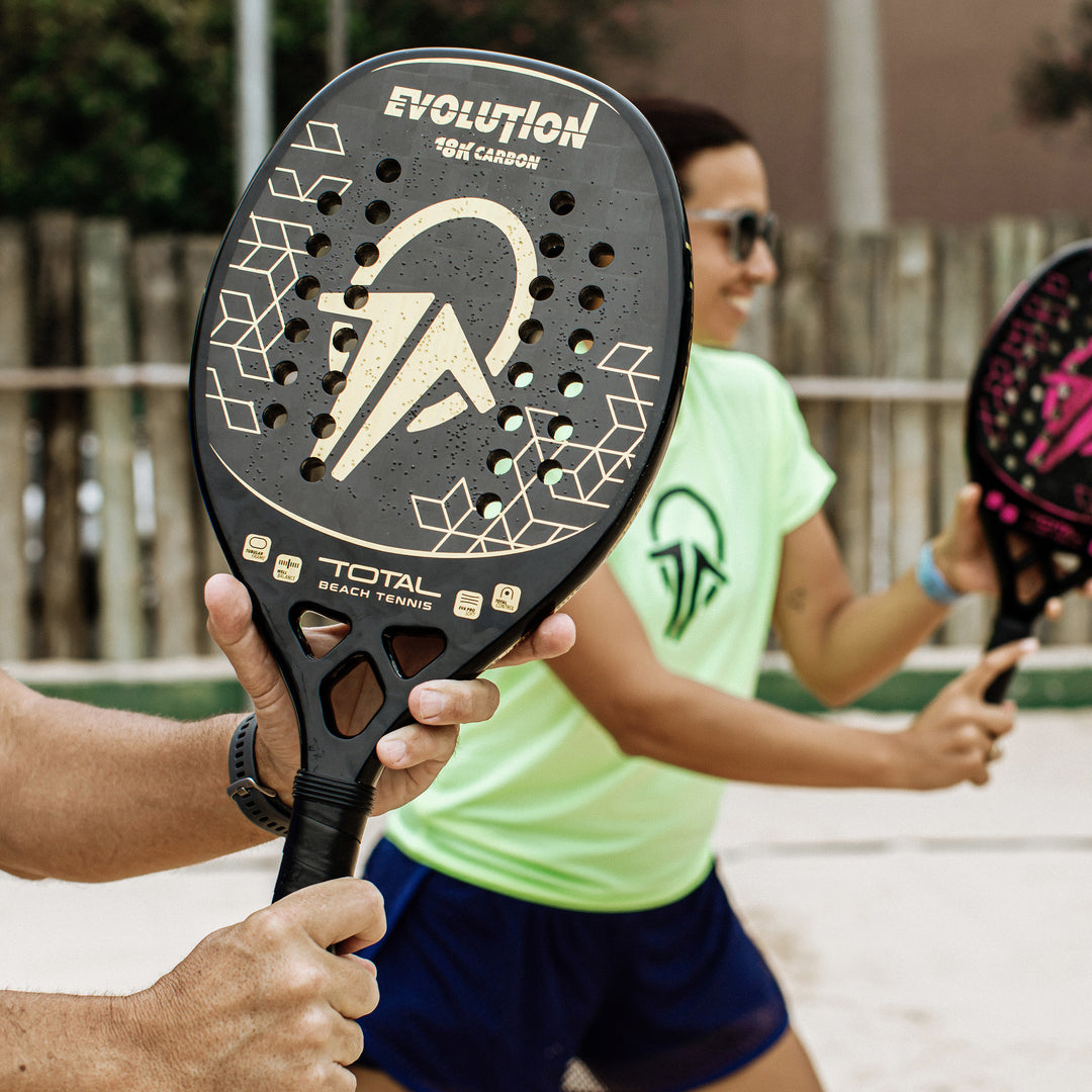 Kit Raquete Beach Tennis Total Evolution Golden + Bola + Grip + Fita + Capa