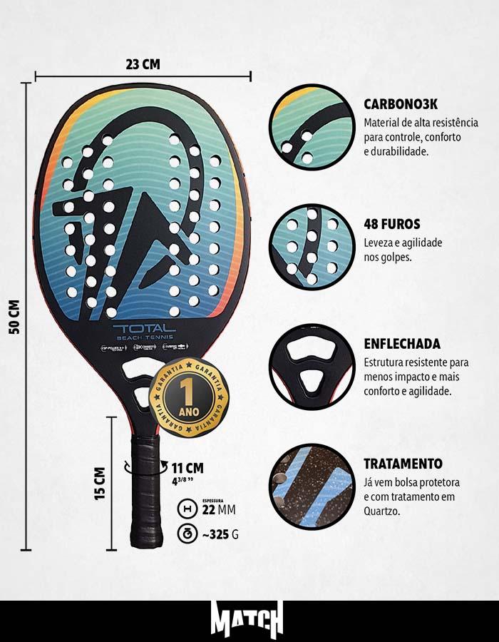 Raquete Beach Tennis Total MATCH Carbono 3k - Total Beach Tennis